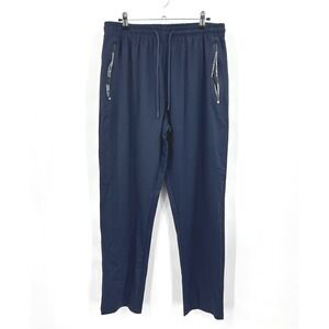 Navy Athletic Jogger Pants 2XL Zip Pockets Drawstring Stretch Activewear
